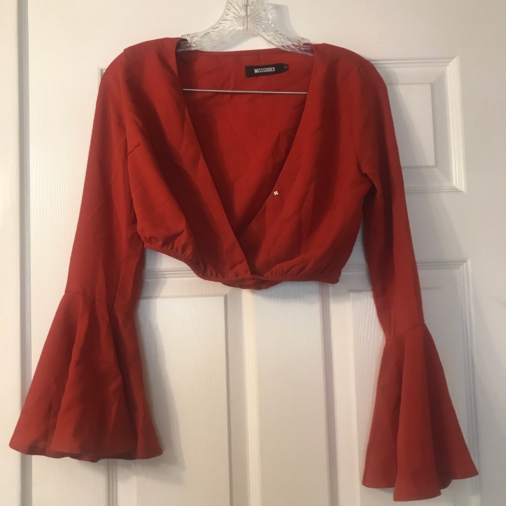 Bell bottom sleeve crop top